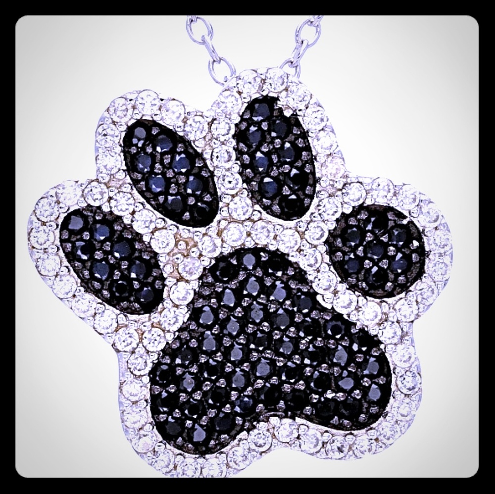NWT GORGEOUS BLACK SPINEL  PAWPRINT PENDANT